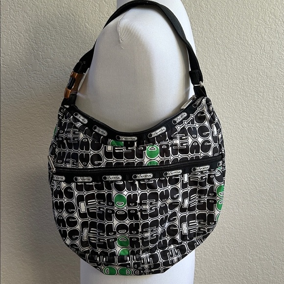 LeSportsac Black and Green Graphic Classic Hobo Bag - Picture 7 of 7
